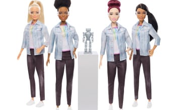 Barbie engenheira robótica veste denim